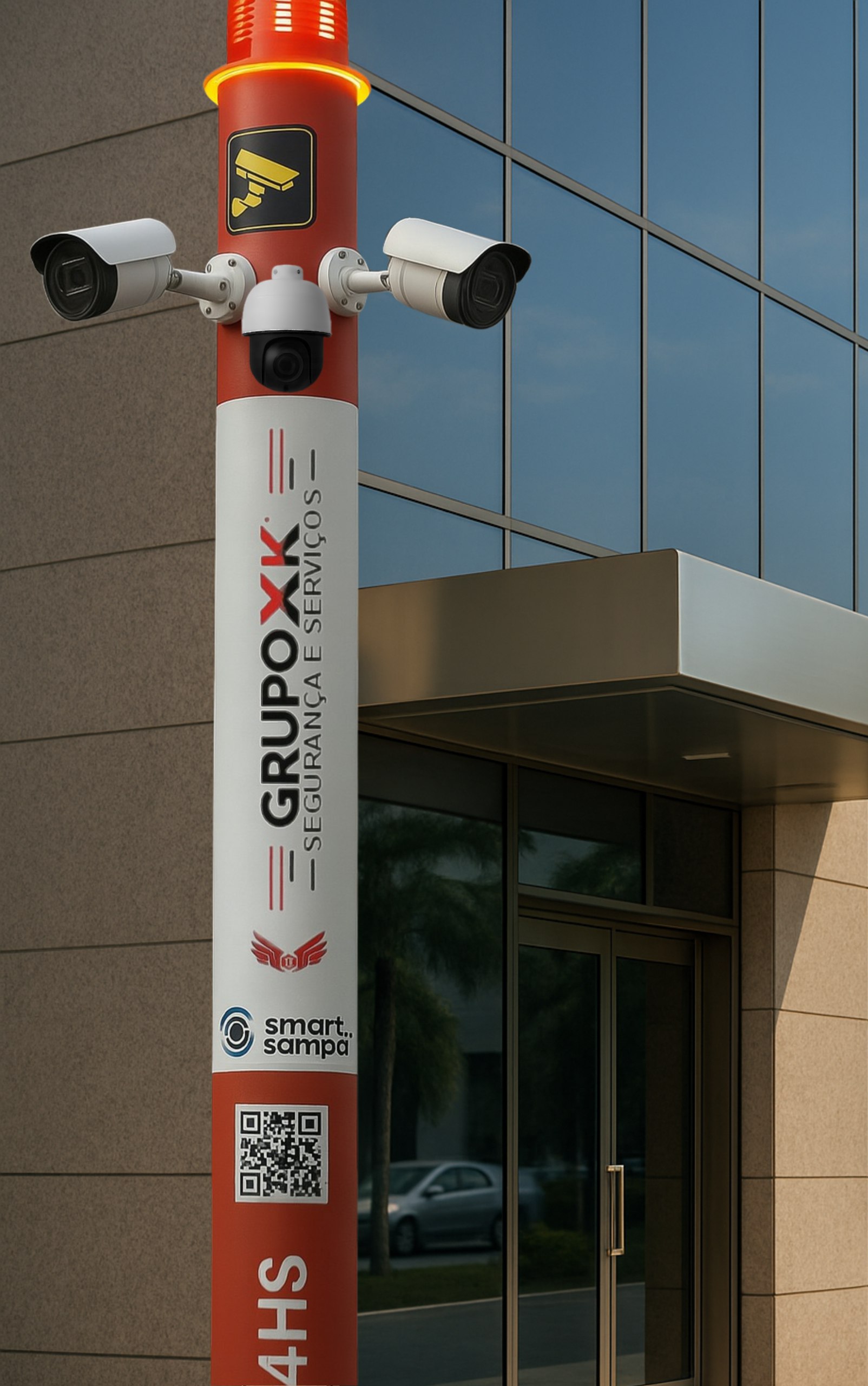Poste de monitoramento Grupo XK com câmeras e identificação Smart Sampa